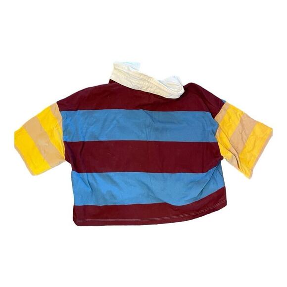 Forever21 Striped Drop-Sleeve Cropped Polo Shirt Size M - Picture 4 of 4